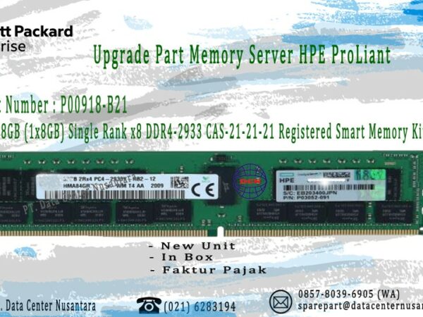 P00918-B21 | Memory HPE 8GB (1x8GB) Single Rank x8 DDR4-2933 RDIMM