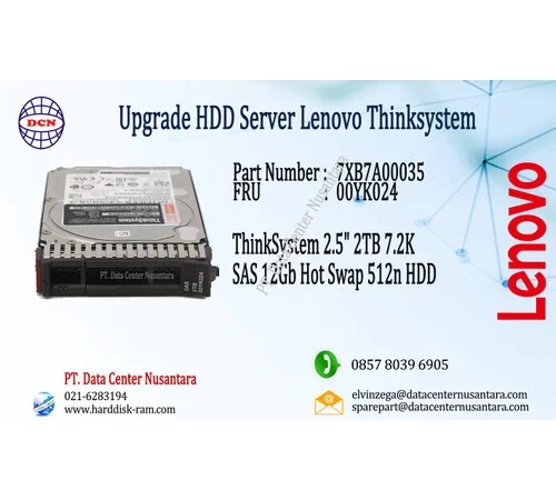 7XB7A00035 | ThinkSystem 2.5" 2TB 7.2K SAS 12Gb Hot Swap 512n HDD