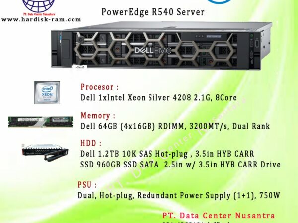 Dell PowerEdge R540 | 1xIntel Silver 4208 8C | 4x16GB | 1,2TB SAS | SSD 960GB