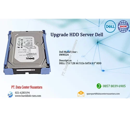 0WN524 | DELL 1TB 7.2K 6G 512e SATA 3.5″ HDD for Dell T40, T30