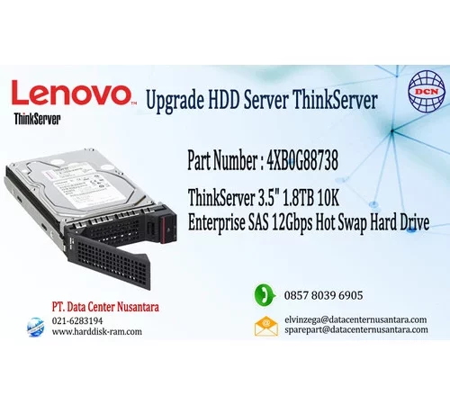 4XB0G88738 | ThinkServer 3.5" 1.8TB 10K Enterprise SAS 12Gbps Hot HDD