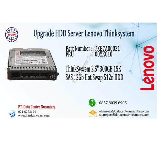 7XB7A00021 | ThinkSystem 2.5" 300GB 15K SAS 12Gb Hot Swap 512n HDD