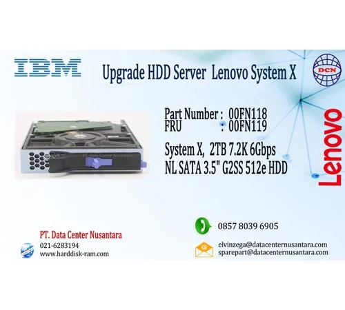 00FN118 | Lenovo System X 2TB 7.2K 6Gbps NL SATA 3.5" G2SS 512e HDD