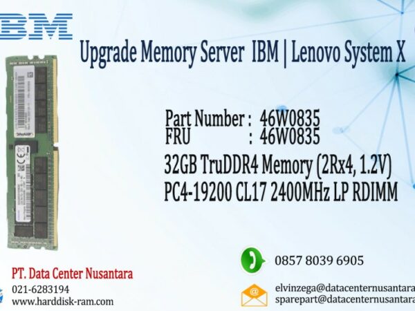 46W0833 | Memory 32GB TruDDR4 PC4-19200 CL17 2400MHz RDIMM