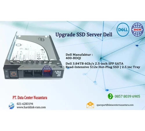 400-BDQ I Dell 3.84TB 6Gb/s 2.5-inch SFF SATA Read-Intensive 512e Hot-Plug SSD | 2.5 inc Tray