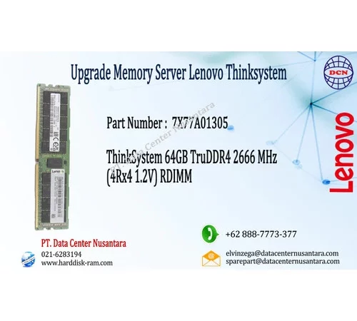 7X77A01305 | ThinkSystem 64GB TruDDR4 2666 MHz (4Rx4 1.2V) RDIMM