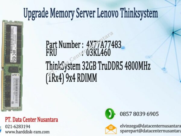 4X77A77483 | ThinkSystem 32GB TruDDR5 4800MHz (1Rx4) 9x4 RDIMM