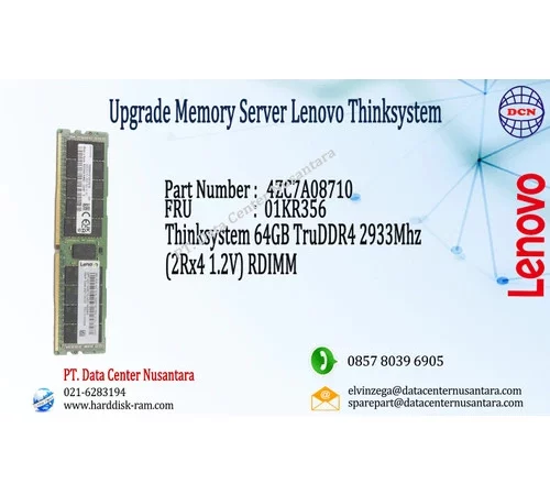 4ZC7A08710 | ThinkSystem 64GB TruDDR4 2933MHz (2Rx4 1.2V) RDIMM