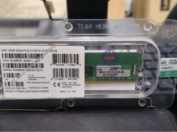 805671 B21 | HPE 16GB (1x16GB) Dual Rank x8 PC4 17000 (DDR4 2133) Unbuffered CAS 15 15 15 Standard Memory Kit