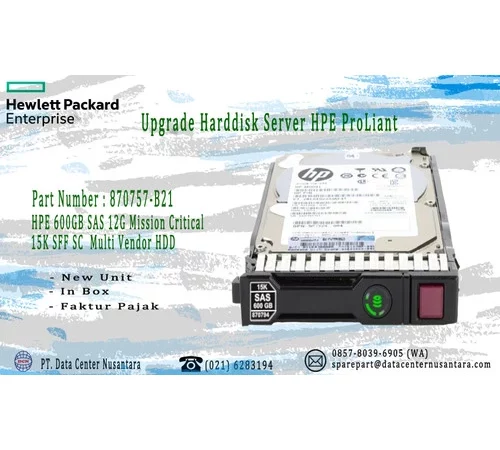 870757 B21 | HPE 600GB SAS 12G Enterprise 15K SFF (2 5 in) SC HDD