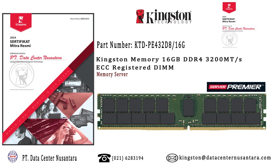 KTD PE432D8/16G | Kingston RAM 16GB DDR4 3200MT/s ECC Registered DIMM