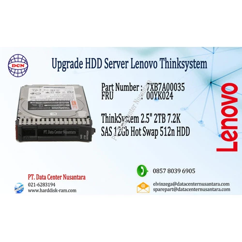 7XB7A00035 | ThinkSystem 2 5" 2TB 7 2K SAS 12Gb Hot Swap 512n HDD