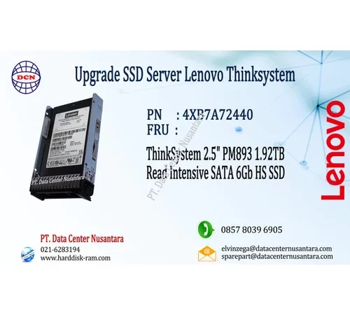 4XB7A72440 | ThinkSystem 2 5" PM893 1 92TB Read Intensive SATA 6Gb HS SSD