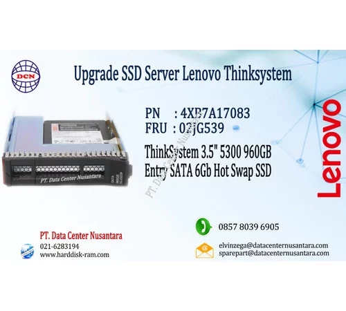 4XB7A17083 | ThinkSystem 3 5" 5300 960GB Entry SATA 6Gb Hot Swap SSD