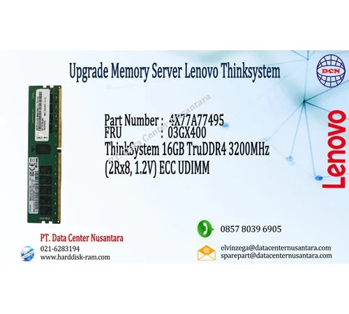4X77A77495 | ThinkSystem 16GB TruDDR4 3200 MHz (2Rx8, 1 2V) ECC UDIMM