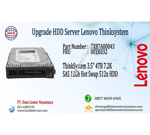 7XB7A00043 | ThinkSystem 3 5" 4TB 7 2K SAS 12Gb Hot Swap 512n HDD