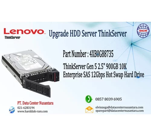 4XB0G88735 | ThinkServer 2 5" 900GB 10K Enterprise SAS 12Gbps HS HDD