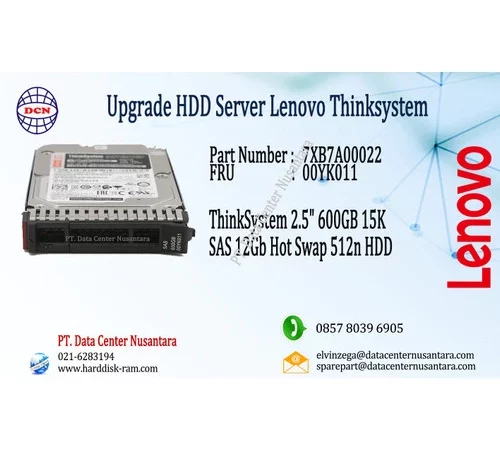 7XB7A00022 | ThinkSystem 2 5" 600GB 15K SAS 12Gb Hot Swap 512n HDD