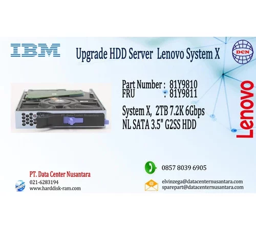81Y9810 | Lenovo System X   2TB 7 2K 6Gbps NL SATA 3 5" G2SS HDD