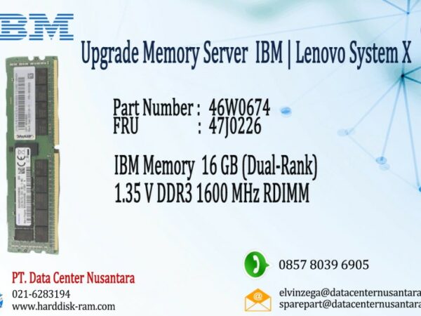 46W0674 | IBM 16GB (Dual Rank) 1,35 V DDR3 1600MHz RDIMM Memory