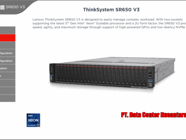 Thinksystem SR650 V3 | 2x Intel Xeon Gold 5416S 16C | 8x32GB DDR5 | 5x2 4TB SAS | 1x960GB SAS | 2x750W | 3Yrs