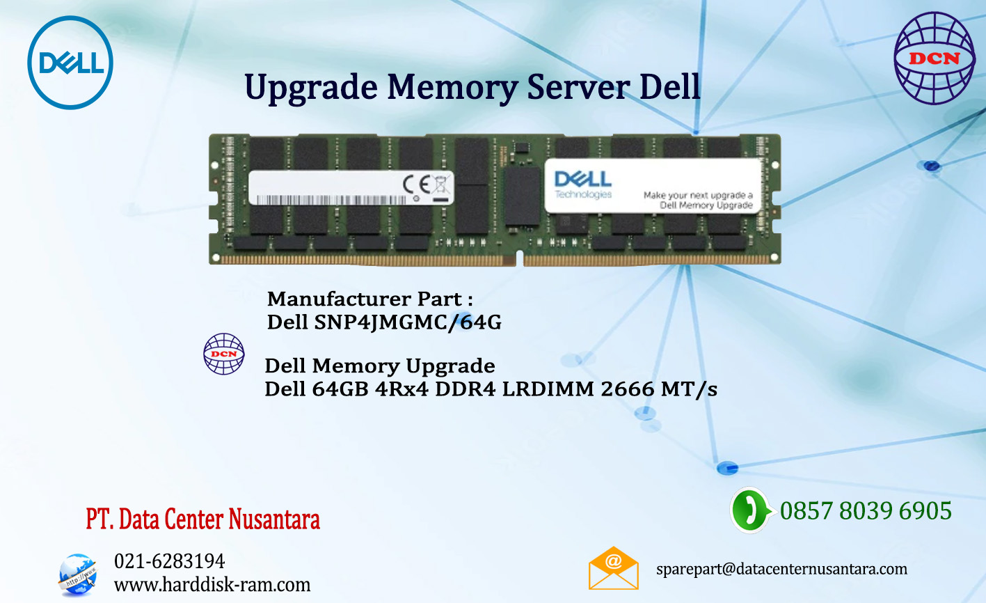 SNP4JMGMC/64G | Dell Memory Upgrade 64GB 4RX4 DDR4 LRDIMM 2666MHz