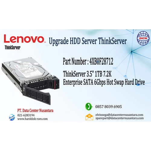4XB0F28712 | ThinkServer 3 5" 1TB 7 2K Enterprise SATA 6Gbps HS HDD