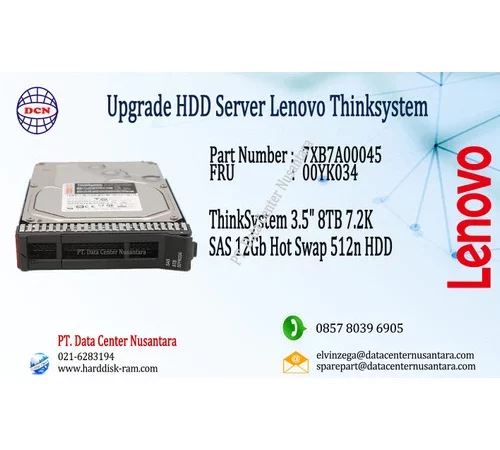 7XB7A00045 | ThinkSystem 3 5" 8TB 7 2K SAS 12Gb Hot Swap 512n HDD