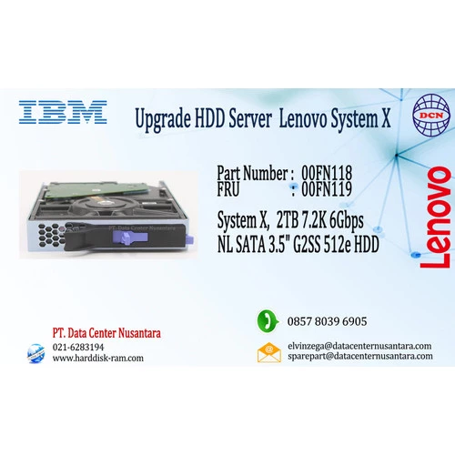 00FN118 | IBM System X 2TB 7 2K 6Gbps NL SATA 3 5" G2SS 512e HDD
