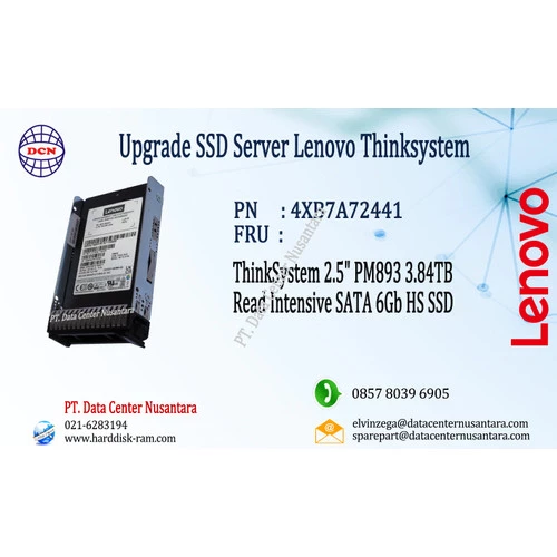 4XB7A72441 | ThinkSystem 2 5" PM893 3 84TB Read Intensive SATA 6Gb HS SSD