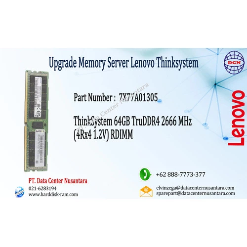 7X77A01305 | ThinkSystem 64GB TruDDR4 2666 MHz (4Rx4 1 2V) RDIMM